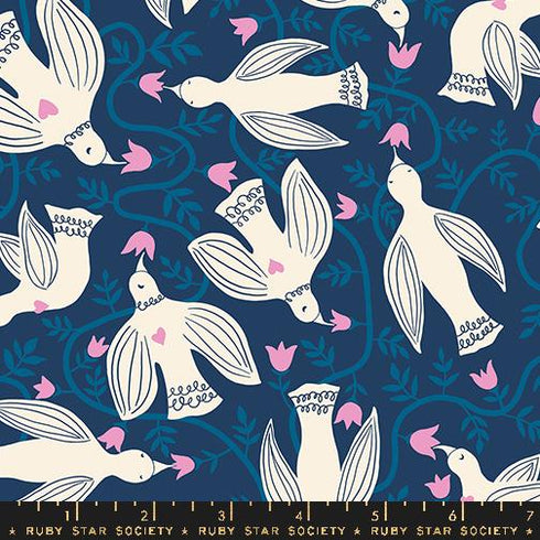 Endpaper Hummingbirds in Bluebell - Ruby Star Society Sold by the Half Yard